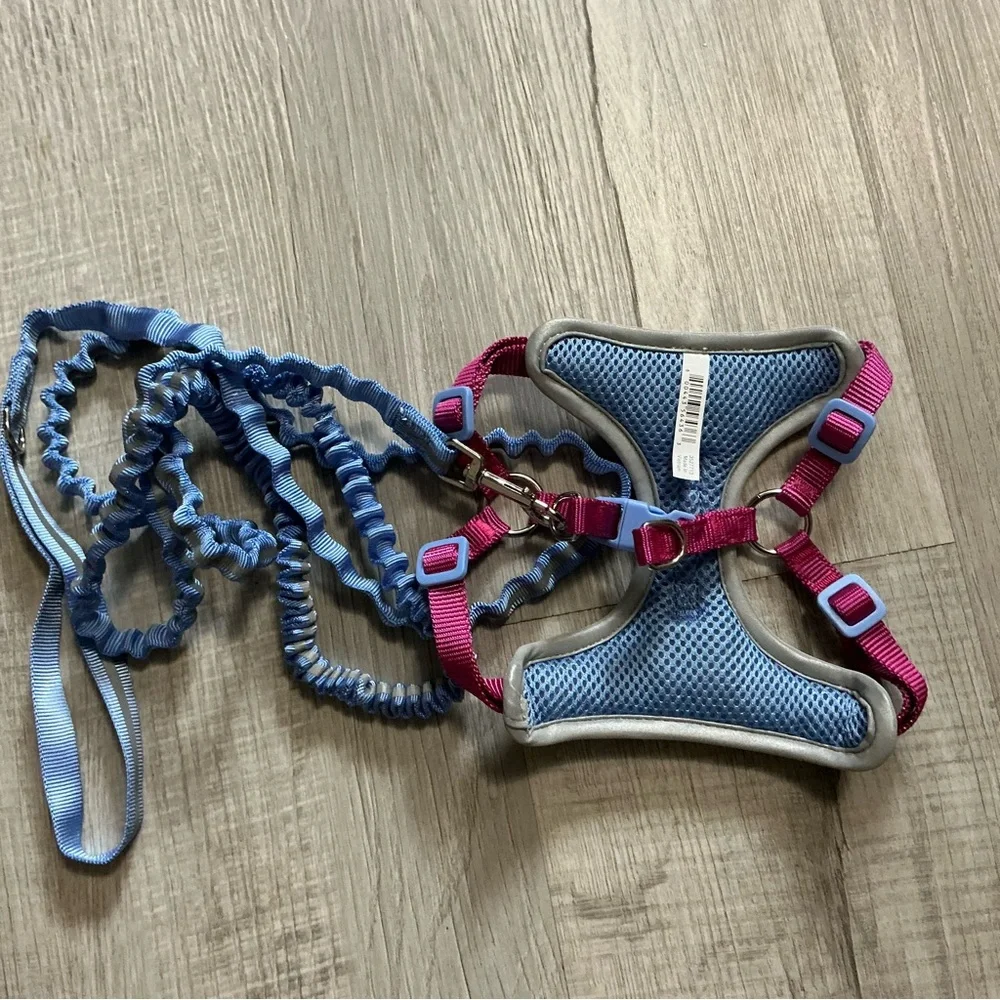 Utility Cat & Large Cat Harness & Leash Set Purple & Pink Small/Medium